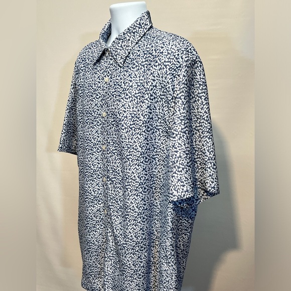 REUNION Men’s‎ cadet blue droplets design short sleeve shirt size L. - Picture 6 of 12